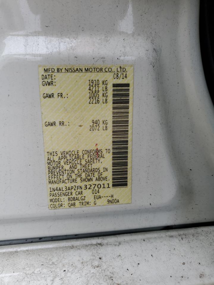 2015 Nissan Altima 2.5 VIN: 1N4AL3AP2FN327011 Lot: 86221405