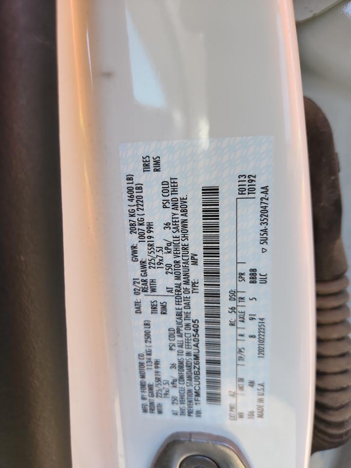 2021 Ford Escape Se VIN: 1FMCU0BZ6MUA05405 Lot: 89691245