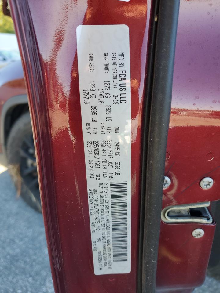 2019 Jeep Cherokee Latitude Plus VIN: 1C4PJMLX7KD124273 Lot: 89639025