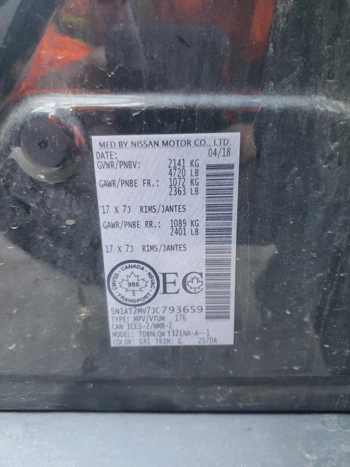 2018 Nissan Rogue S VIN: 5N1AT2MV7JC793659 Lot: 85087355