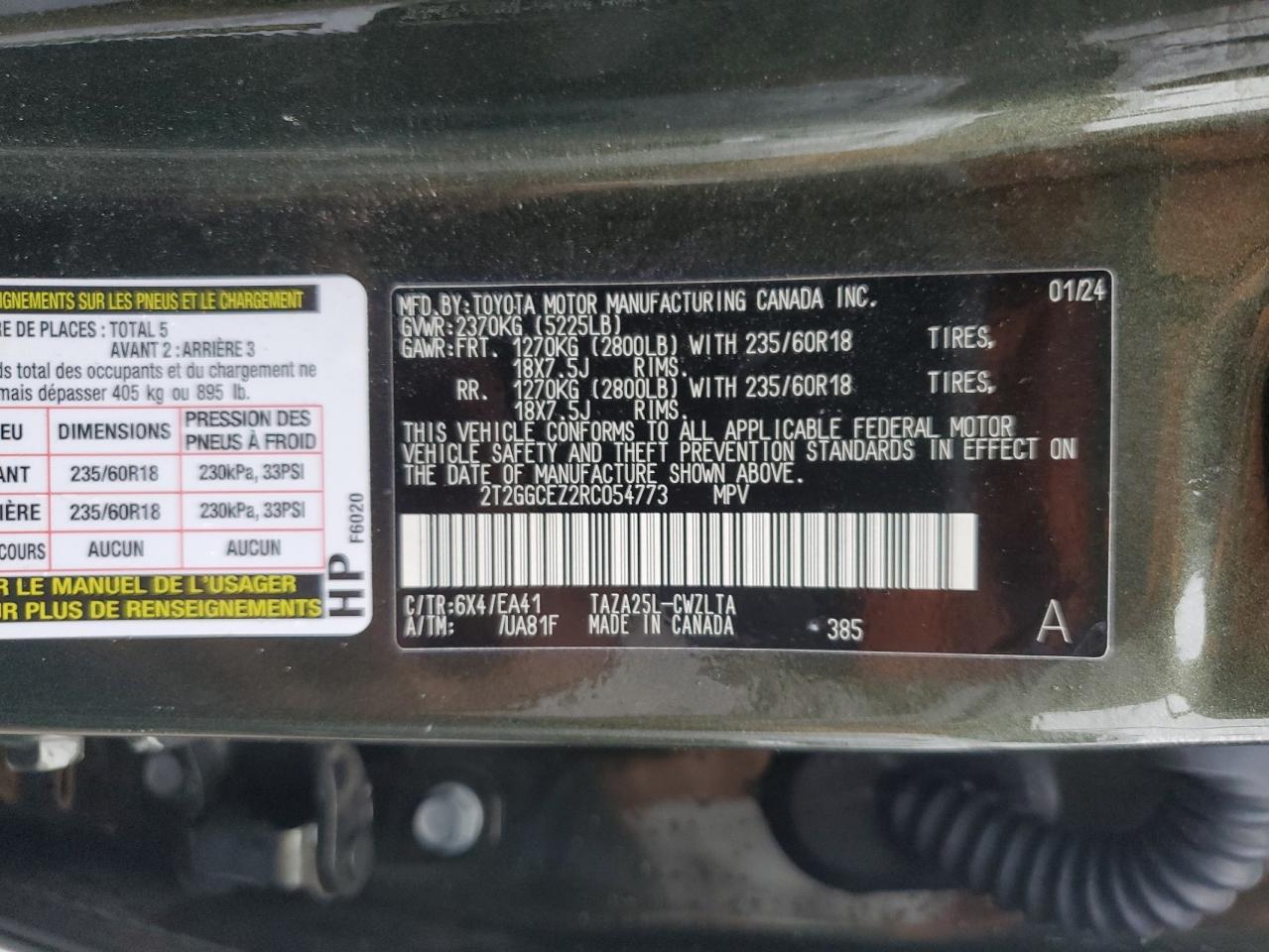 2024 Lexus Nx 350 Premium VIN: 2T2GGCEZ2RC054773 Lot: 85189985