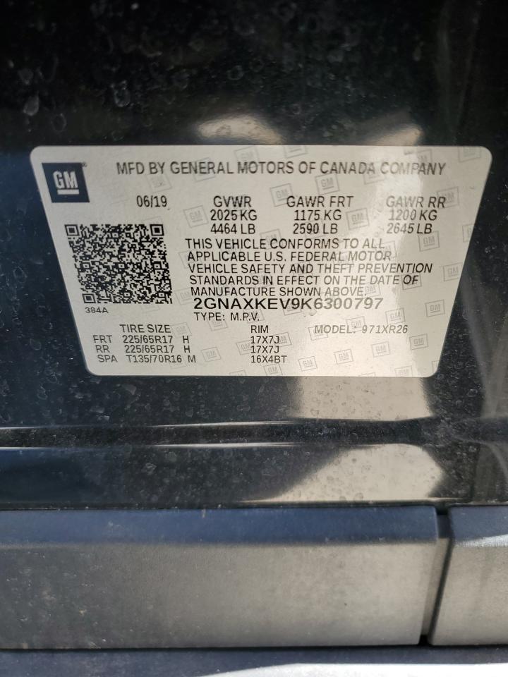 2019 Chevrolet Equinox Lt VIN: 2GNAXKEV9K6300797 Lot: 82596325