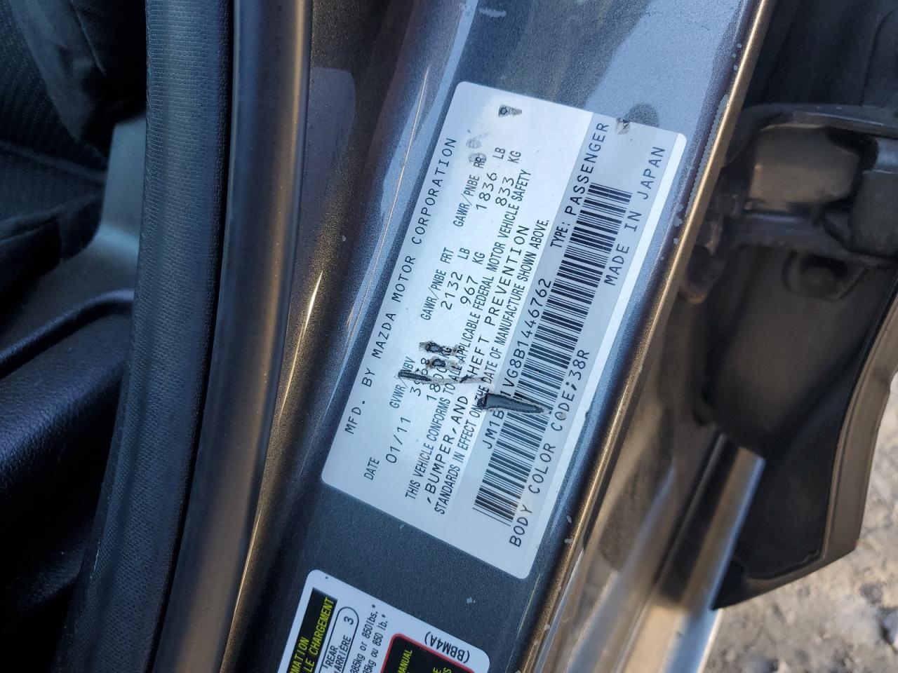 2011 Mazda 3 I VIN: JM1BL1VG8B1446762 Lot: 86851175