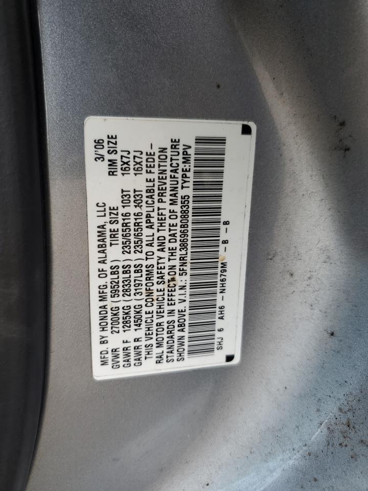2006 Honda Odyssey Exl VIN: 5FNRL38696B088355 Lot: 82414245