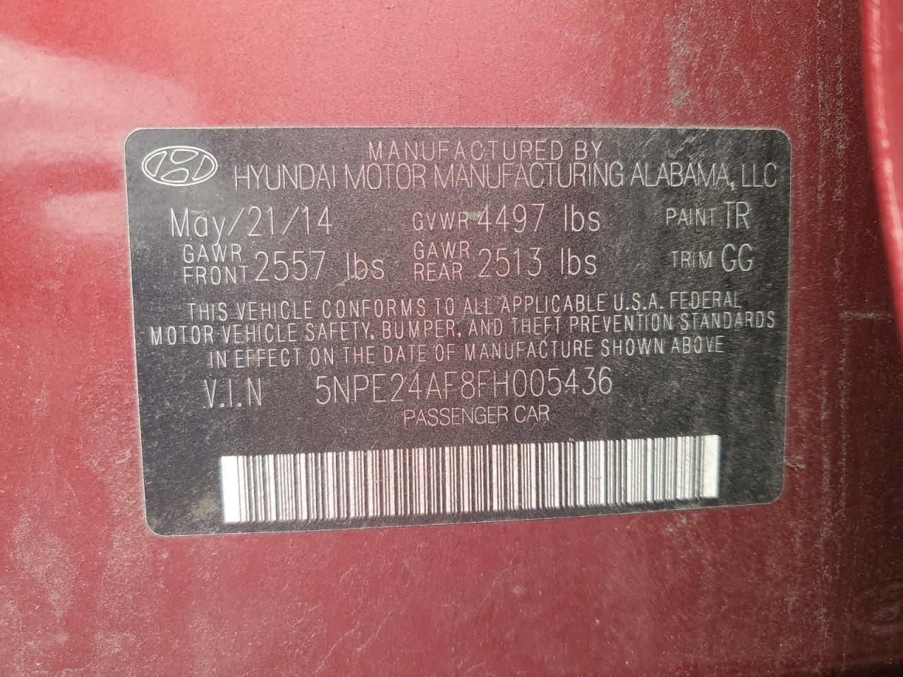 2015 Hyundai Sonata Se VIN: 5NPE24AF8FH005436 Lot: 82300835