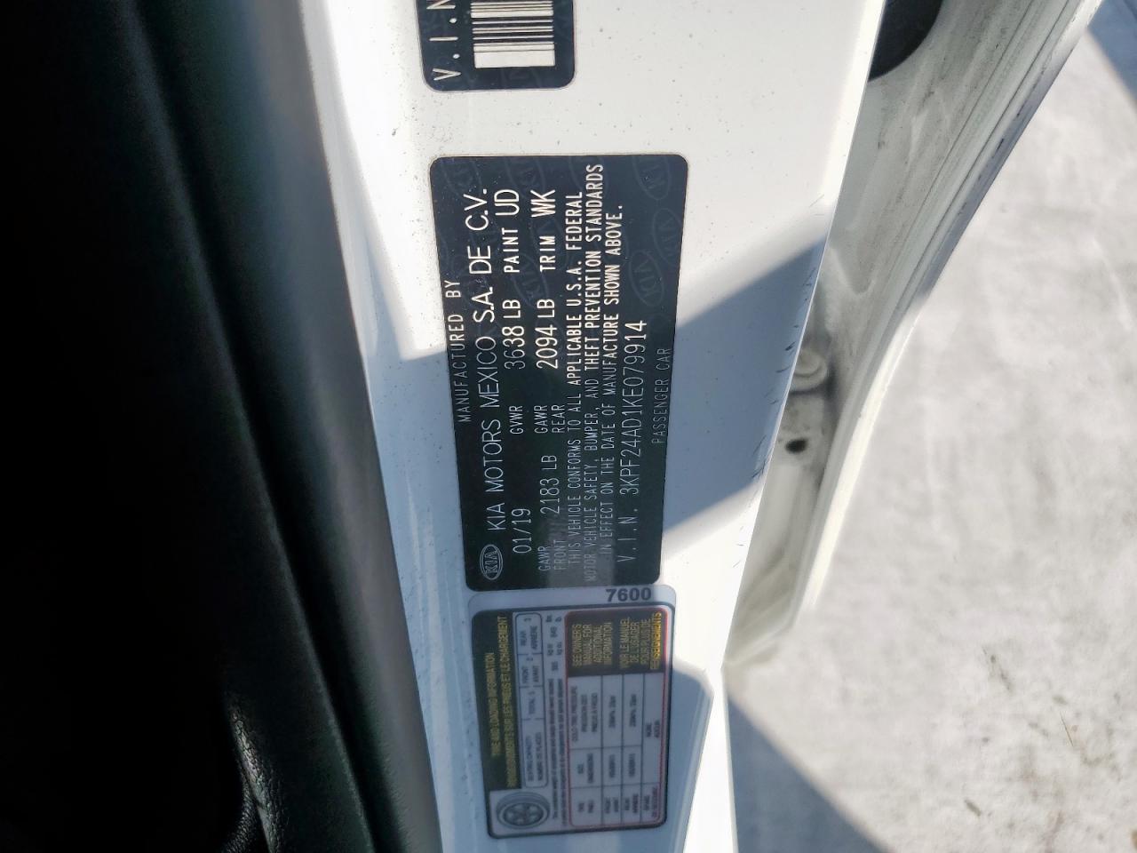 2019 Kia Forte Fe VIN: 3KPF24AD1KE079914 Lot: 81692185