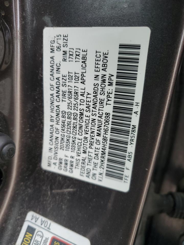 2015 Honda Cr-V Ex VIN: 2HKRM4H58FH670698 Lot: 82612775