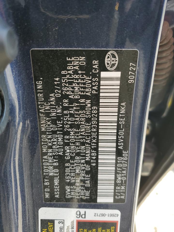 2014 Toyota Camry L VIN: 4T4BF1FK3ER390289 Lot: 85193115