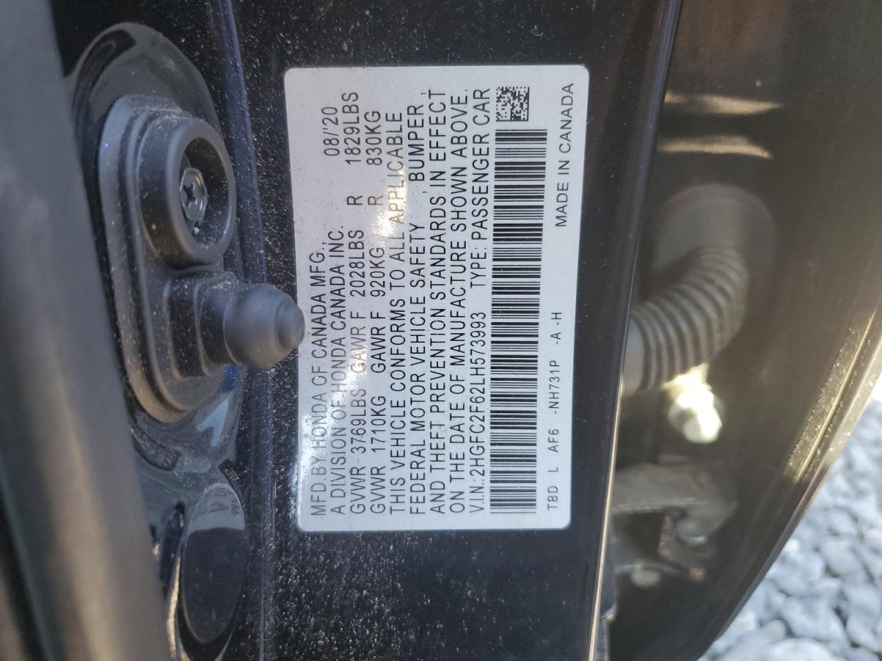 2020 Honda Civic Lx VIN: 2HGFC2F62LH573993 Lot: 84583875