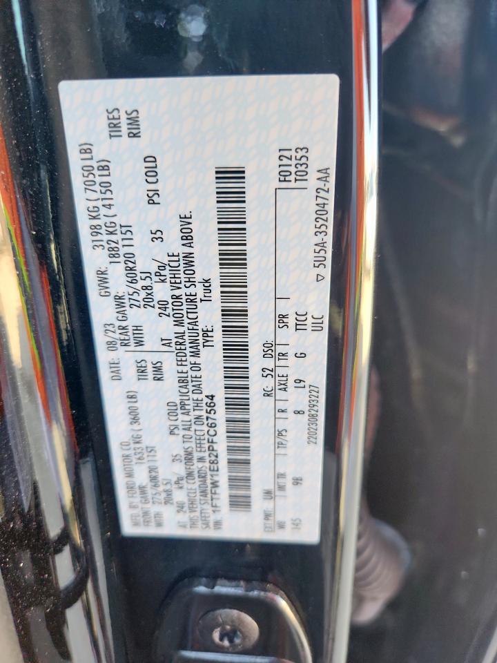2023 Ford F150 Supercrew VIN: 1FTFW1E82PFC67564 Lot: 84746105