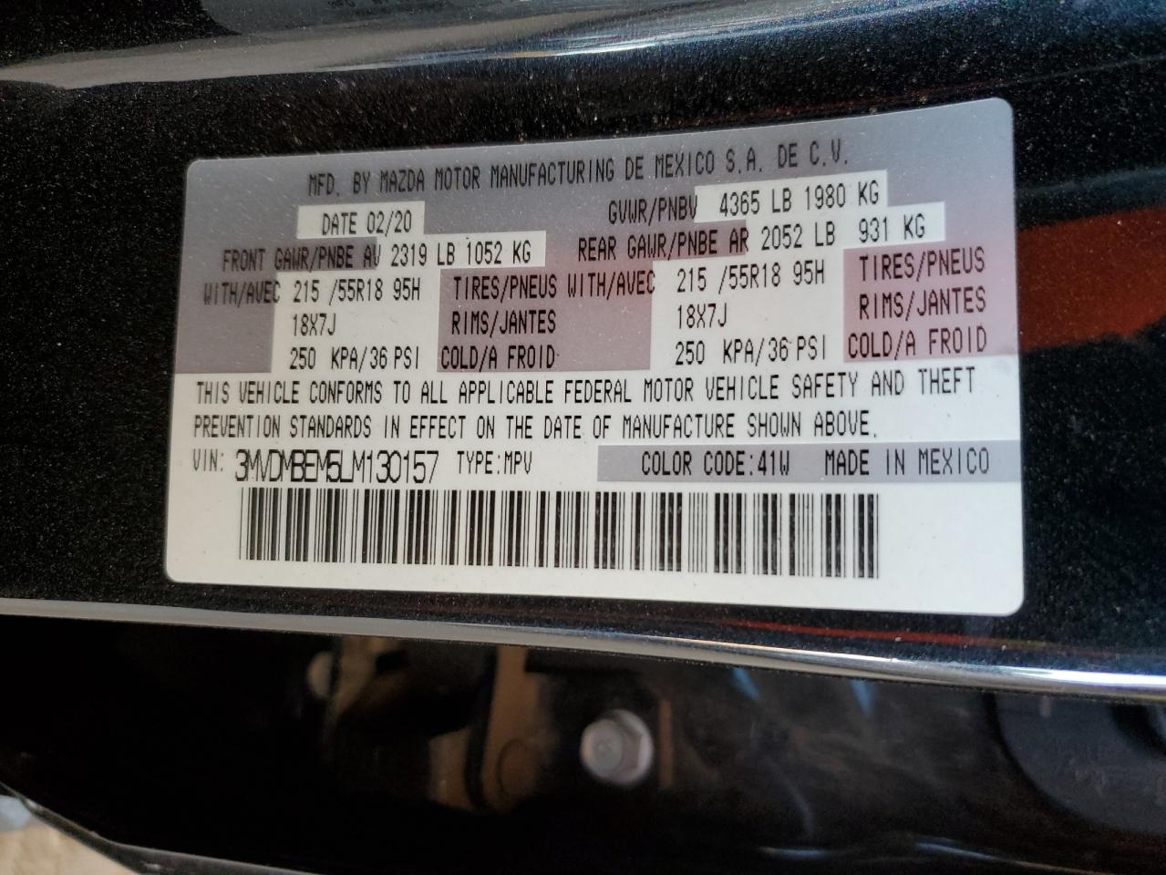 2020 Mazda Cx-30 Premium VIN: 3MVDMBEM5LM130157 Lot: 85520455