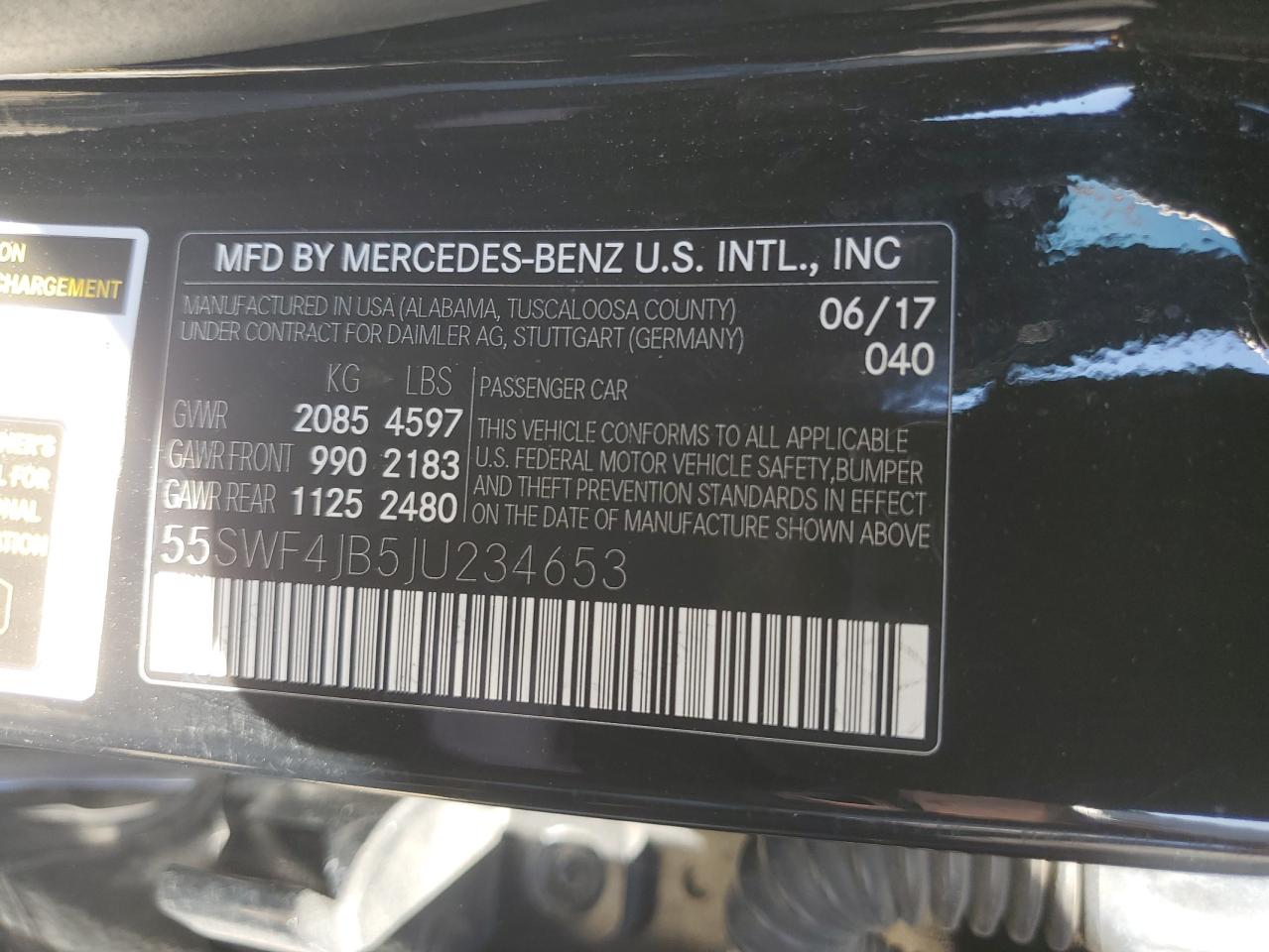 2018 Mercedes-Benz C 300 VIN: 55SWF4JB5JU234653 Lot: 90408875