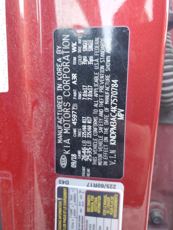 2019 Kia Sportage Lx VIN: KNDPM3AC4K7570784 Lot: 85947255