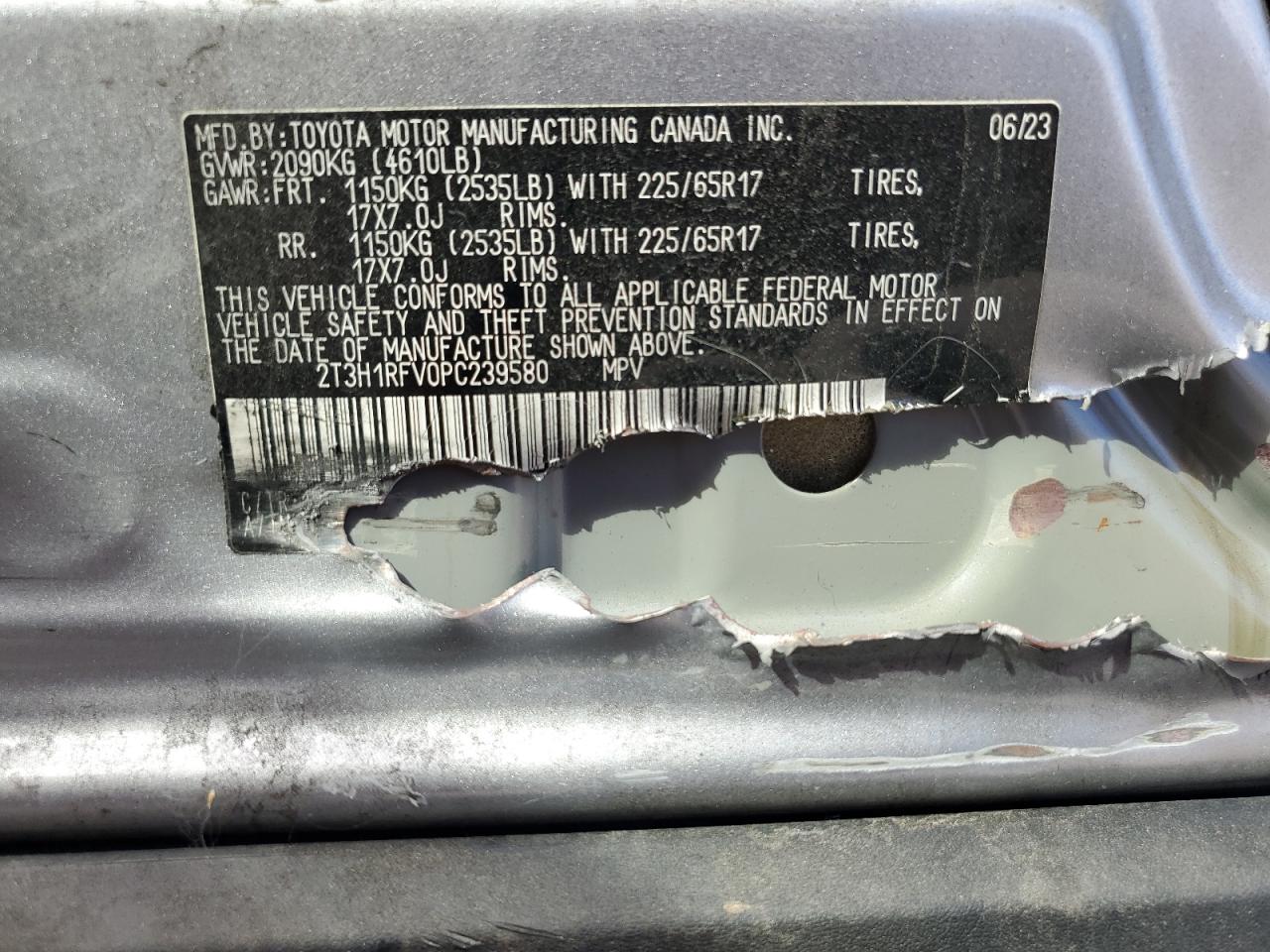 2023 Toyota Rav4 Le VIN: 2T3H1RFV0PC239580 Lot: 82419385