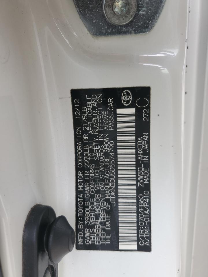 2013 Toyota Prius VIN: JTDKN3DU5D5574790 Lot: 85743895