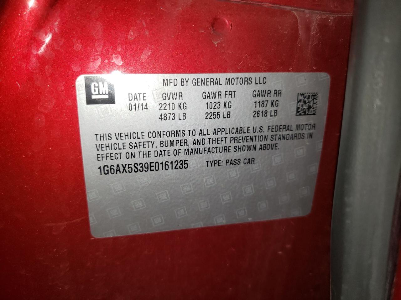 2014 Cadillac Cts Luxury Collection VIN: 1G6AX5S39E0161235 Lot: 82385975