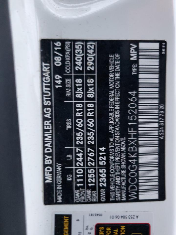 2017 Mercedes-Benz Glc 300 4Matic VIN: WDC0G4KBXHF152064 Lot: 85188675