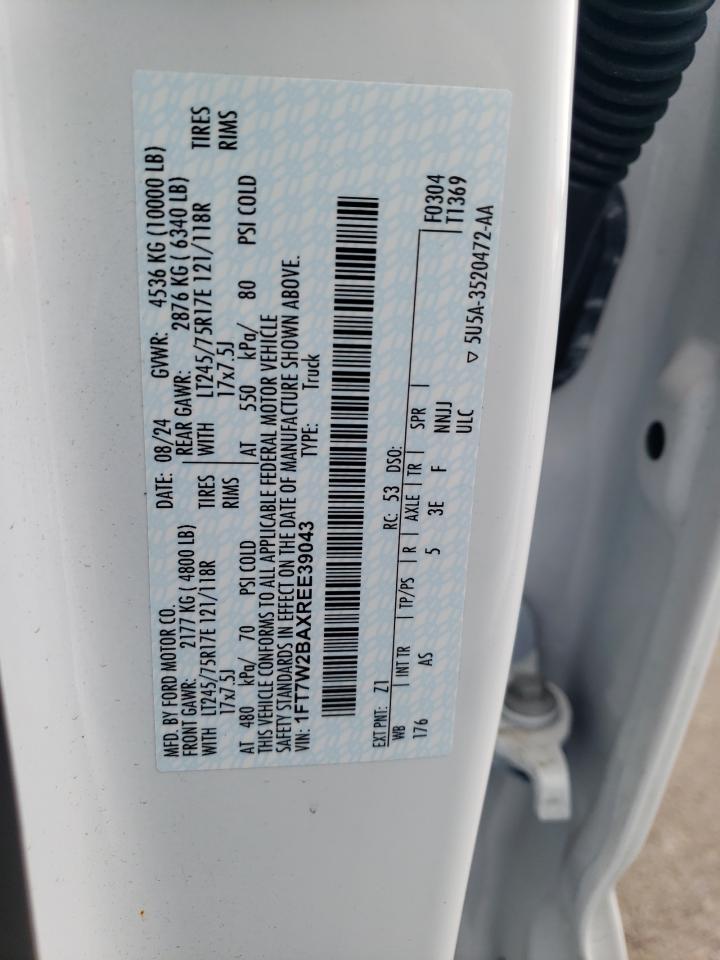 2024 Ford F250 Super Duty VIN: 1FT7W2BAXREE39043 Lot: 89894265