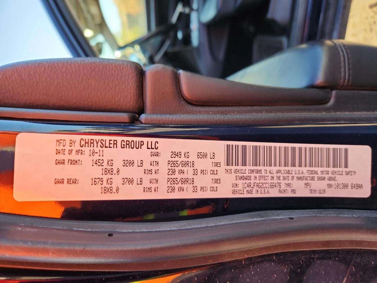 2012 Jeep Grand Cherokee Laredo VIN: 1C4RJFAG2CC166476 Lot: 84982965