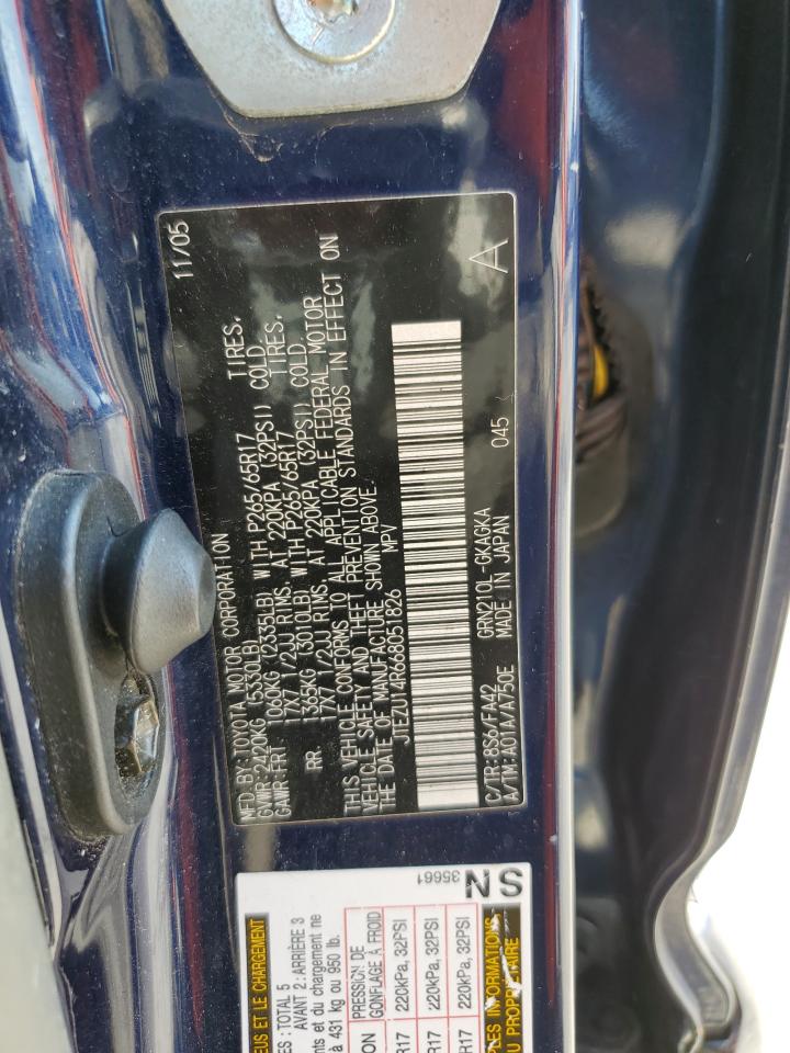 2006 Toyota 4Runner Sr5 VIN: JTEZU14R668051826 Lot: 82651075