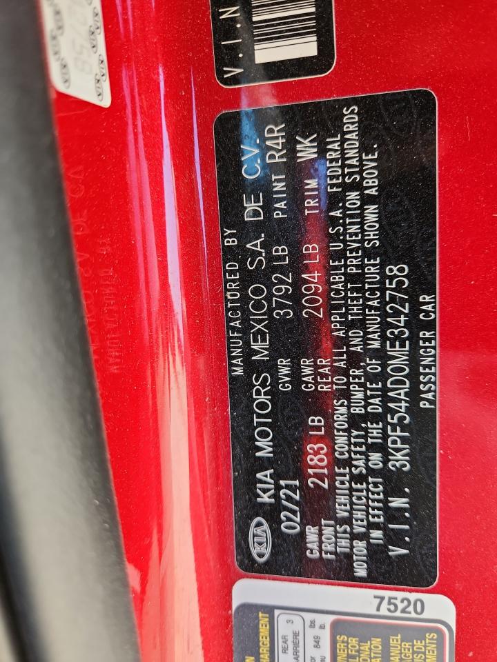 2021 Kia Forte Ex VIN: 3KPF54AD0ME342758 Lot: 87465335