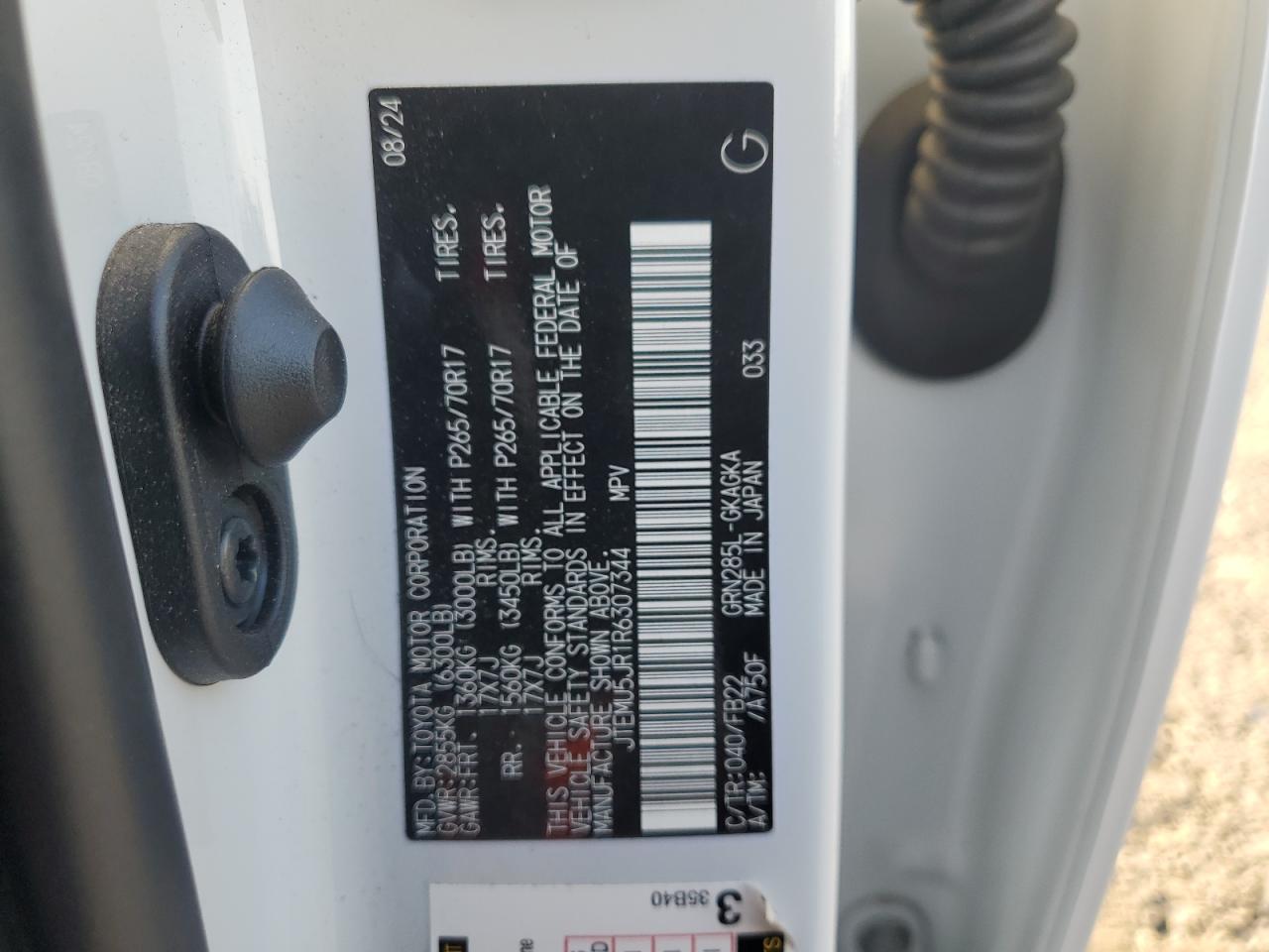 2024 Toyota 4Runner Sr5/Sr5 Premium VIN: JTEMU5JR1R6307344 Lot: 85683415