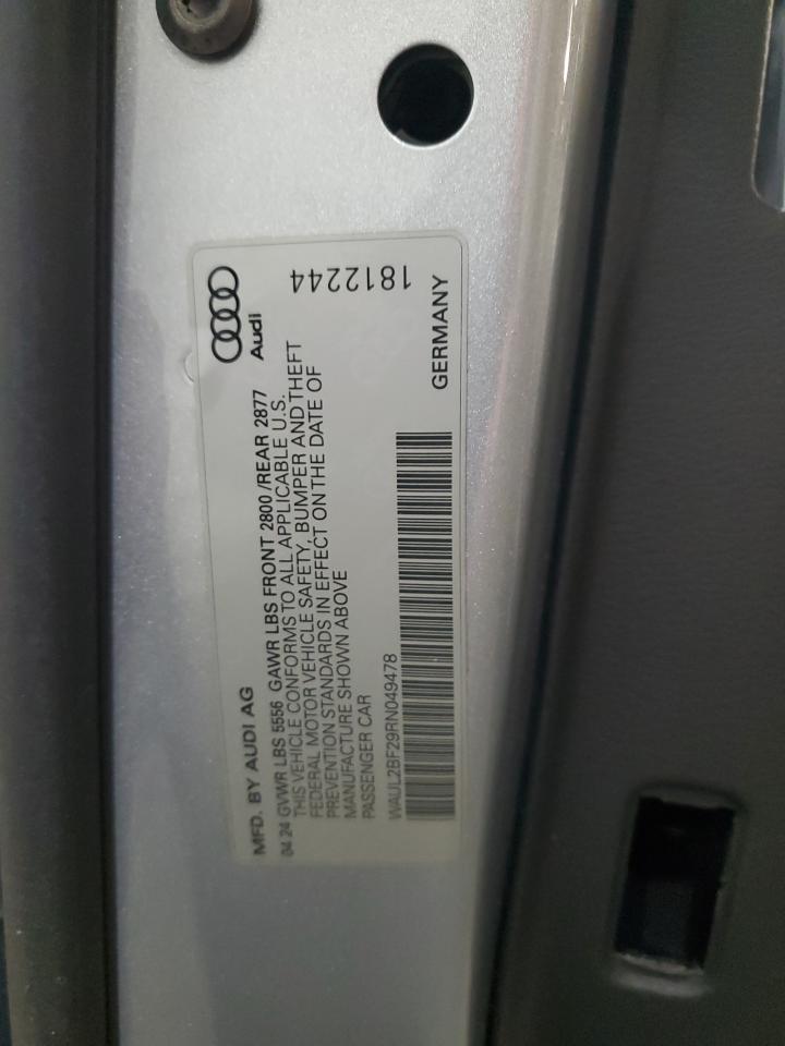 2024 Audi A6 Premium Plus VIN: WAUL2BF29RN049478 Lot: 89542445