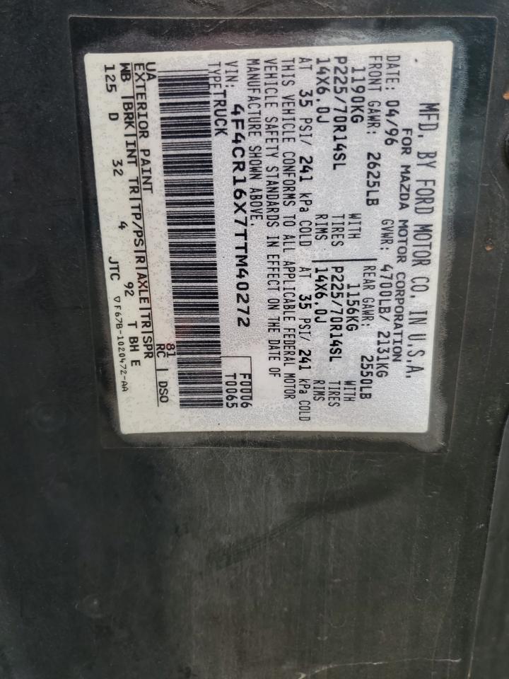 1996 Mazda B4000 Cab Plus VIN: 4F4CR16X7TTM40272 Lot: 81789765