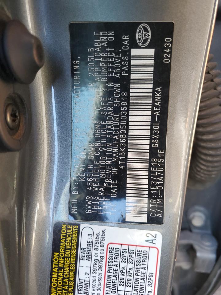 2005 Toyota Avalon Xl VIN: 4T1BK36B35U035818 Lot: 89825145