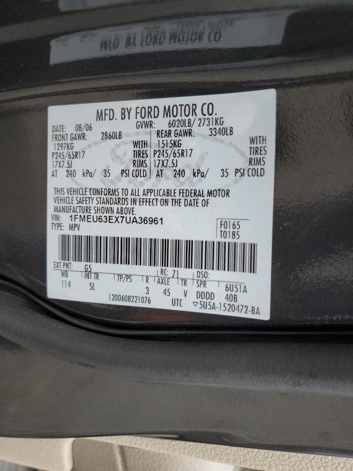 2007 Ford Explorer Xlt VIN: 1FMEU63EX7UA36961 Lot: 82319405