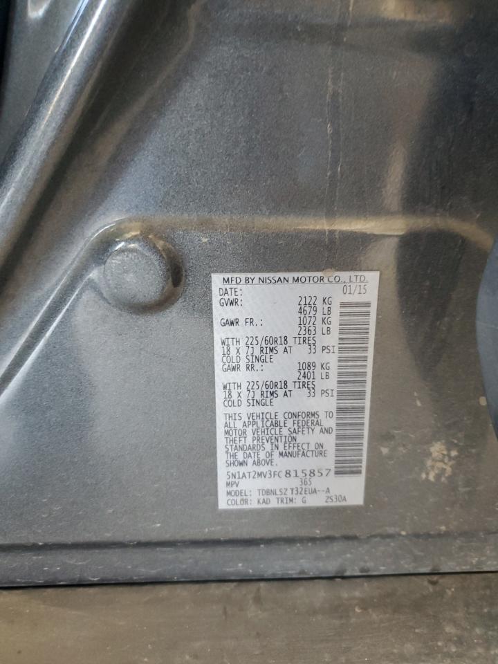 2015 Nissan Rogue S VIN: 5N1AT2MV3FC815857 Lot: 84952965