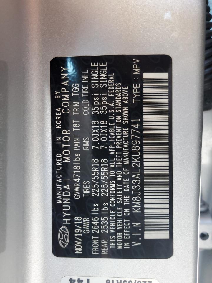 2019 Hyundai Tucson Limited VIN: KM8J33AL2KU897741 Lot: 85537775
