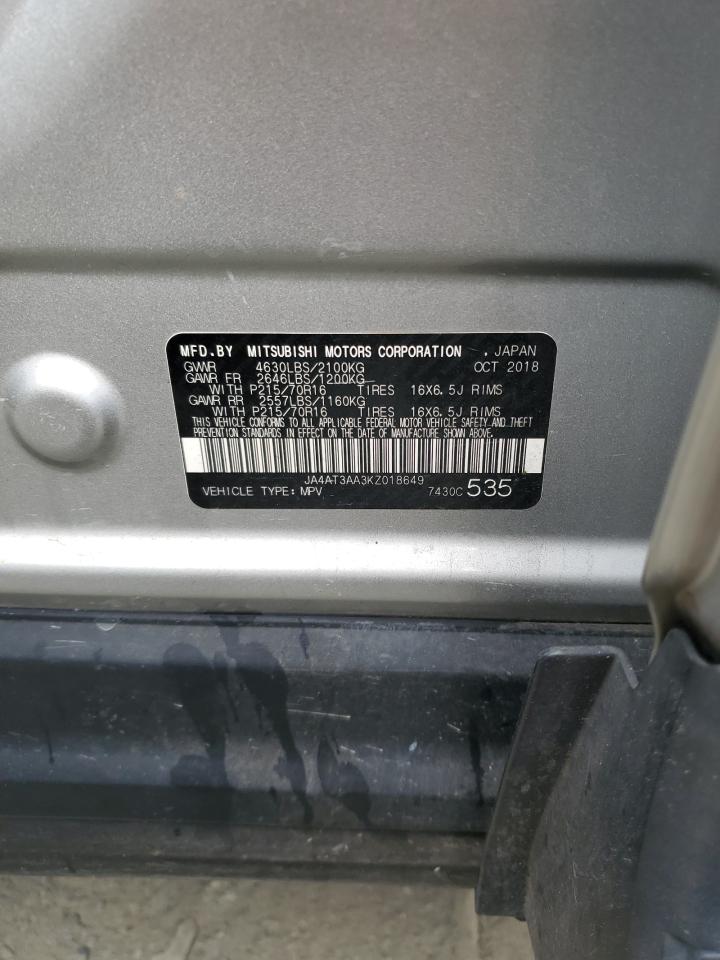 2019 Mitsubishi Eclipse Cross Es VIN: JA4AT3AA3KZ018649 Lot: 97116655