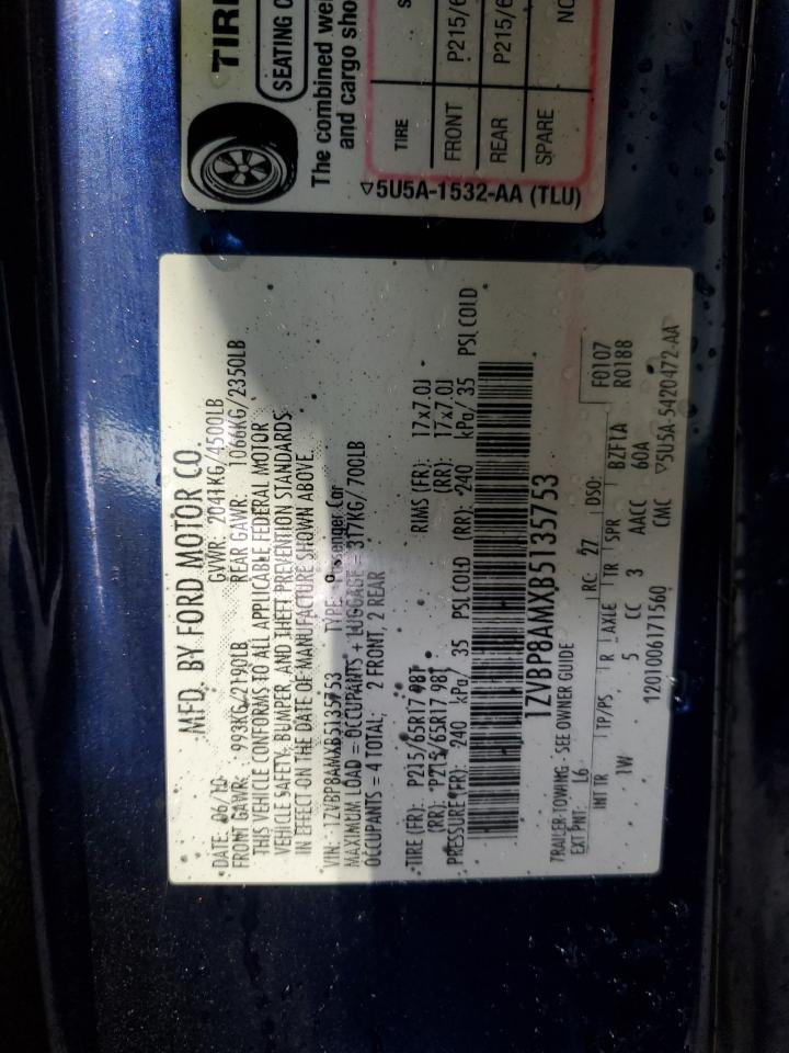 2011 Ford Mustang VIN: 1ZVBP8AMXB5135753 Lot: 90046865