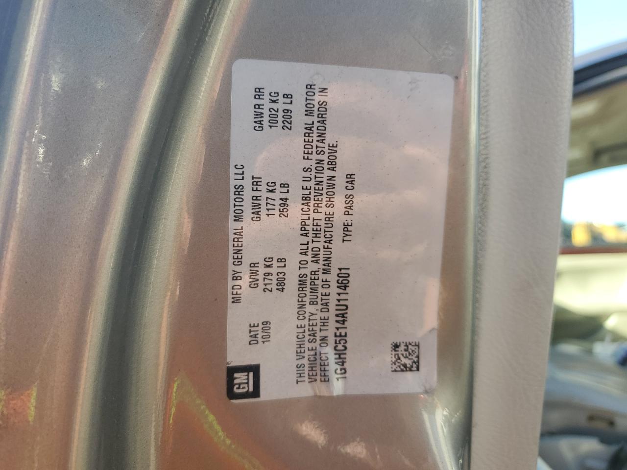 2010 Buick Lucerne Cxl VIN: 1G4HC5E14AU114601 Lot: 87234015