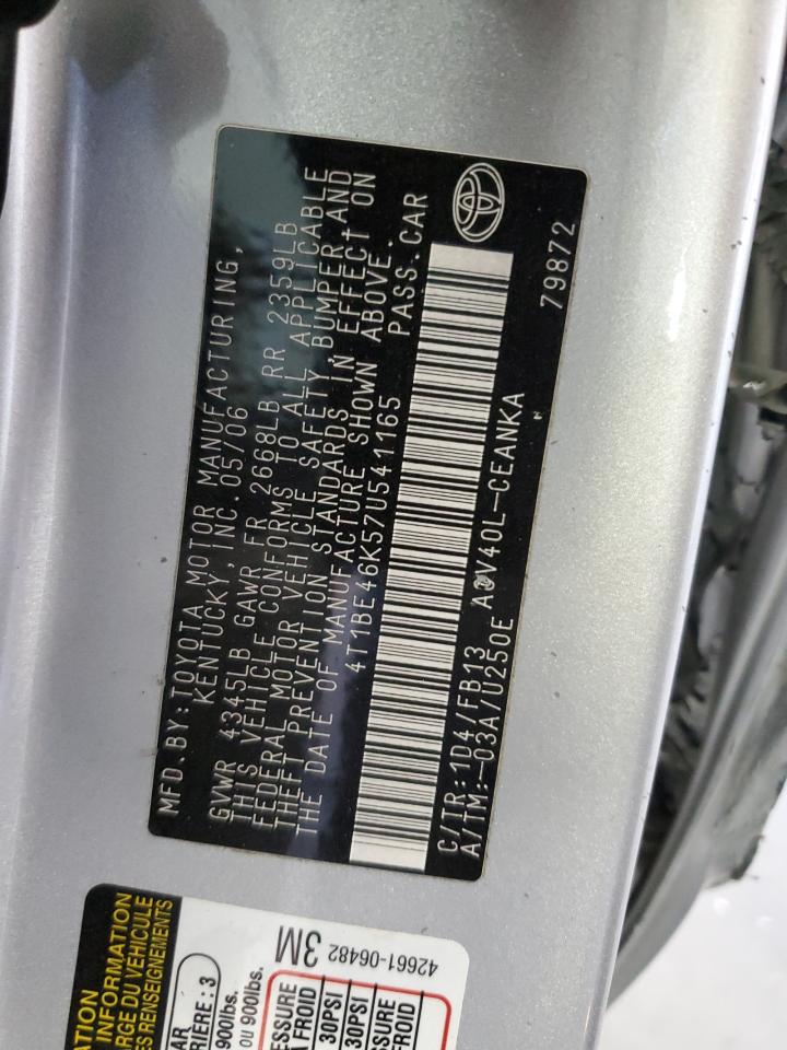 2007 Toyota Camry Ce VIN: 4T1BE46K57U541165 Lot: 82333615