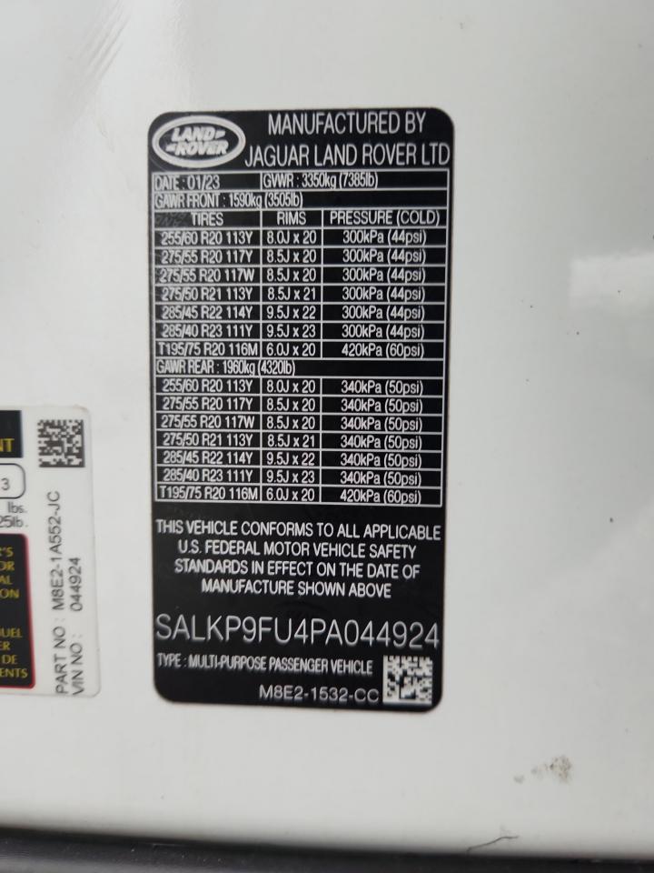 2023 Land Rover Range Rover Se VIN: SALKP9FU4PA044924 Lot: 85427765