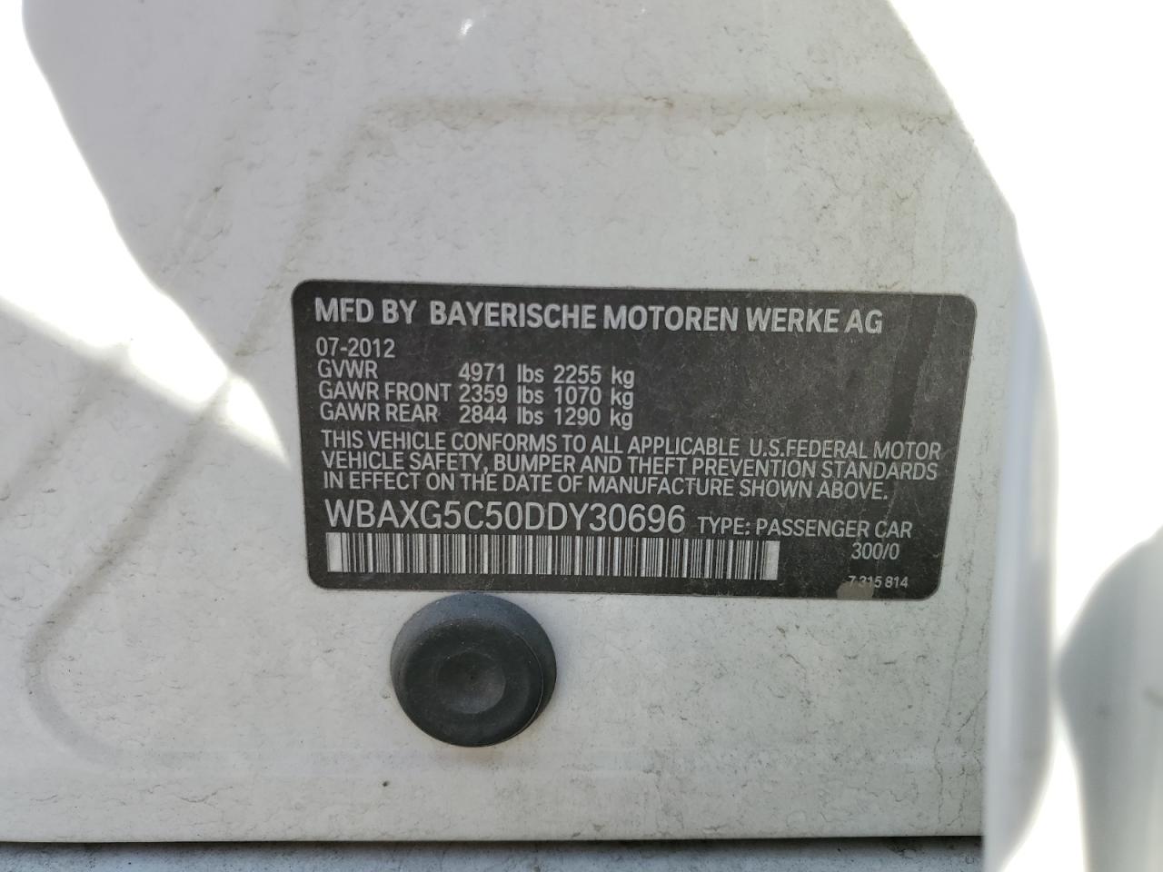 2013 BMW 528 I VIN: WBAXG5C50DDY30696 Lot: 82559715
