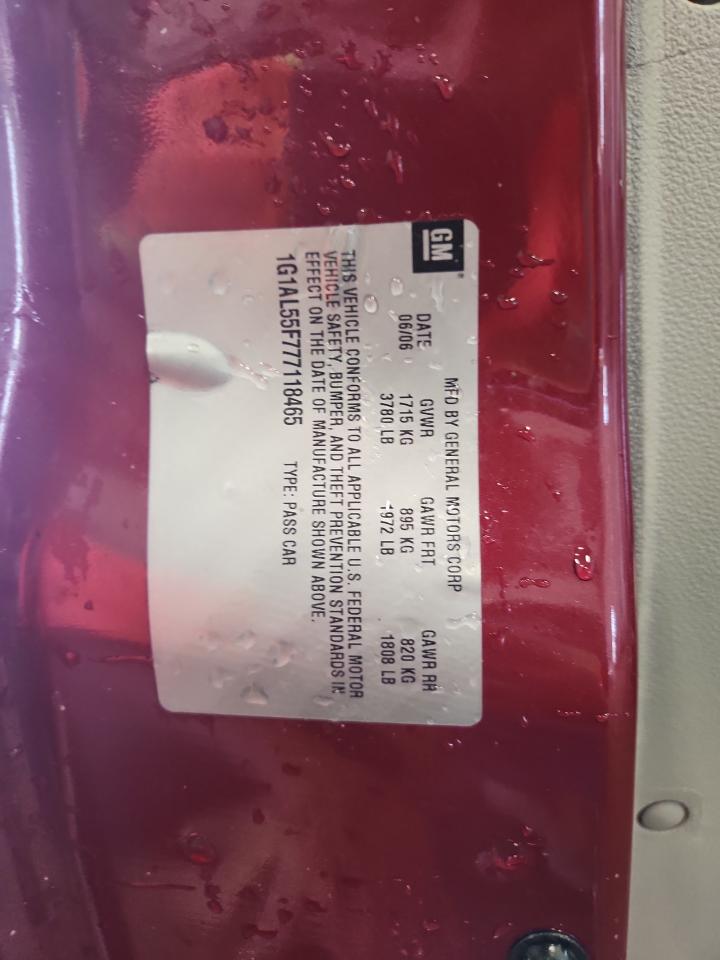 2007 Chevrolet Cobalt Lt VIN: 1G1AL55F777118465 Lot: 84398215