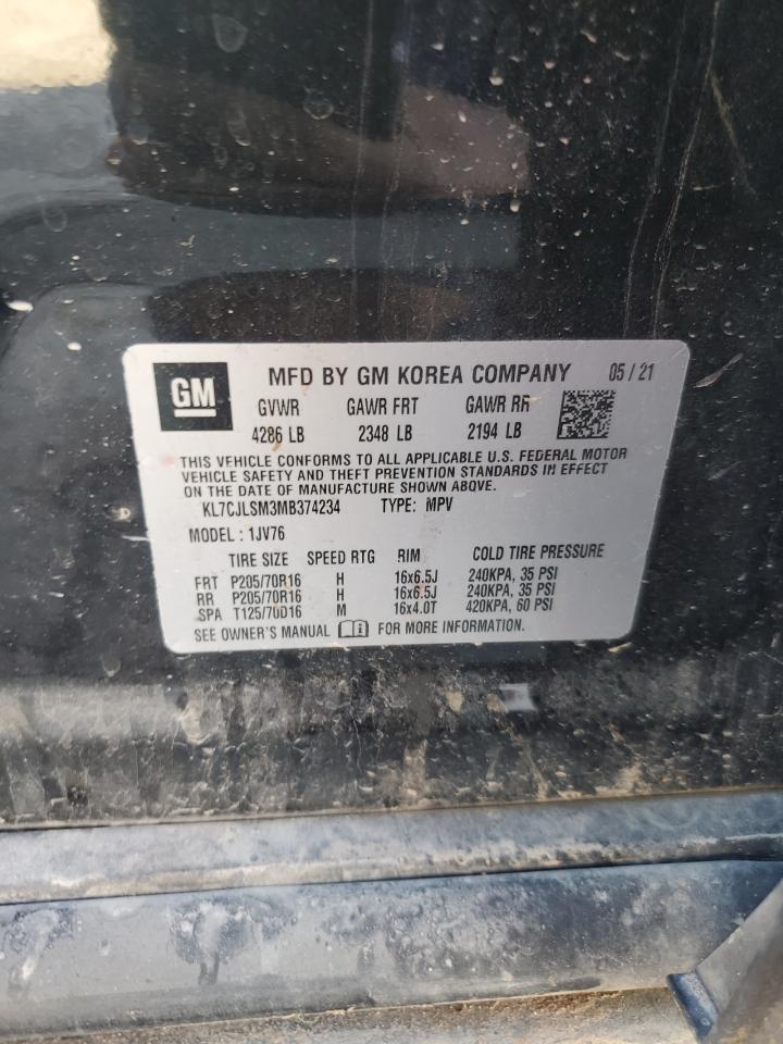 2021 Chevrolet Trax 1Lt VIN: KL7CJLSM3MB374234 Lot: 90794155