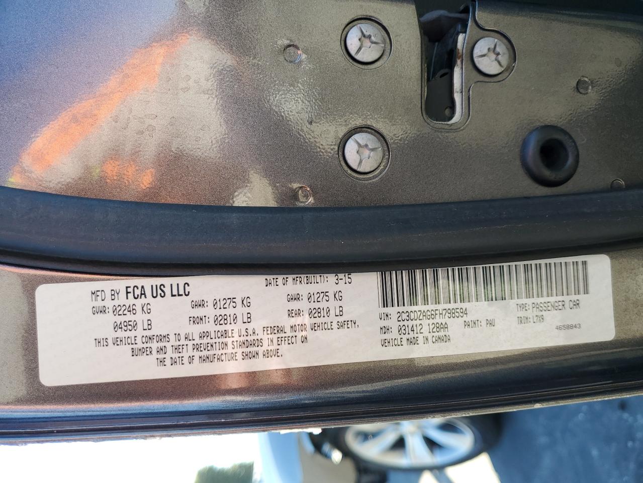 2015 Dodge Challenger Sxt VIN: 2C3CDZAG6FH798594 Lot: 90475265