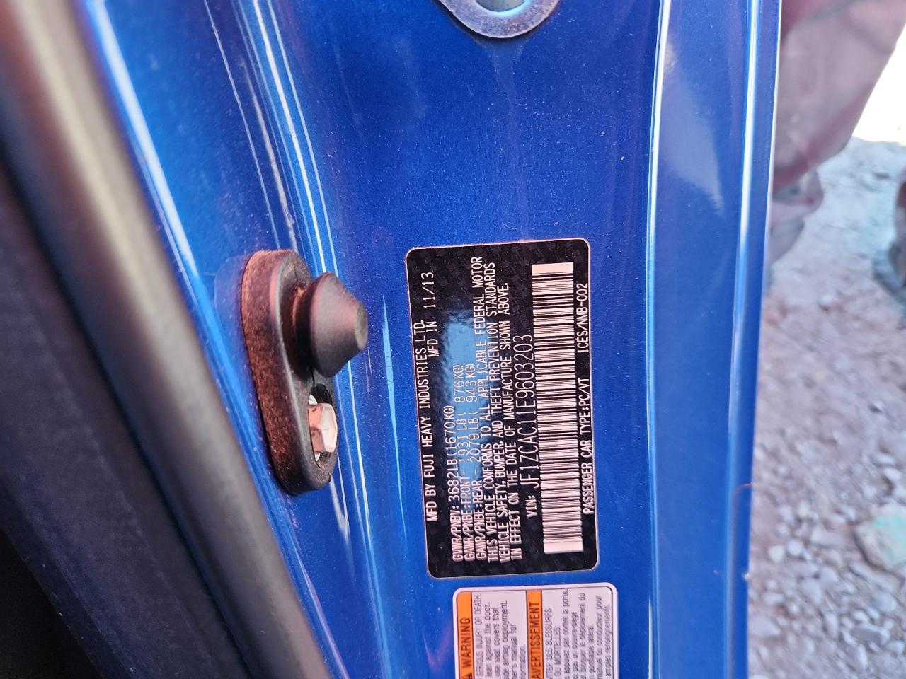 2014 Subaru Brz 2.0 Limited VIN: JF1ZCAC11E9603203 Lot: 82518865