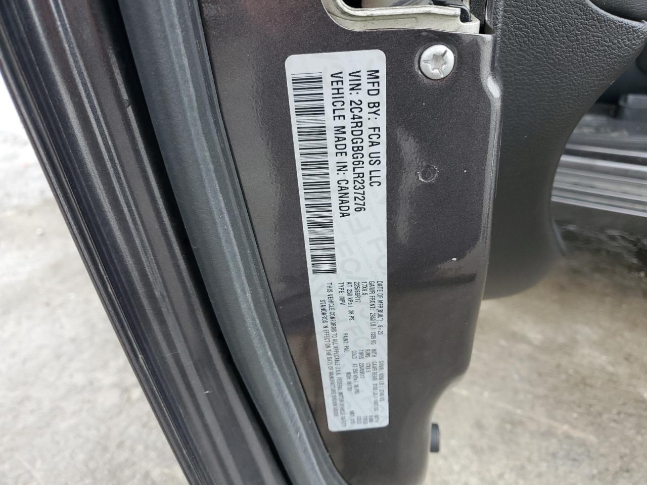 2020 Dodge Grand Caravan Se VIN: 2C4RDGBG6LR237276 Lot: 82708455