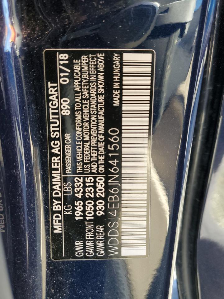 2018 Mercedes-Benz Cla 250 VIN: WDDSJ4EB6JN641560 Lot: 86661225