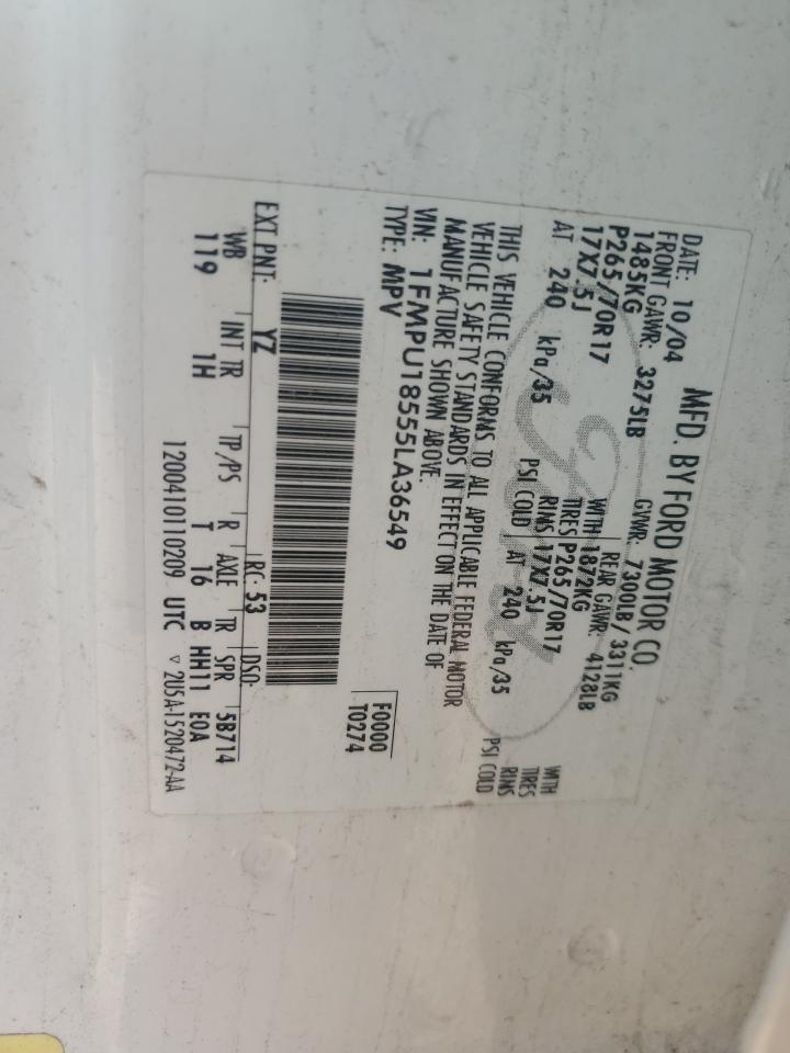 2005 Ford Expedition Eddie Bauer VIN: 1FMPU18555LA36549 Lot: 86133375