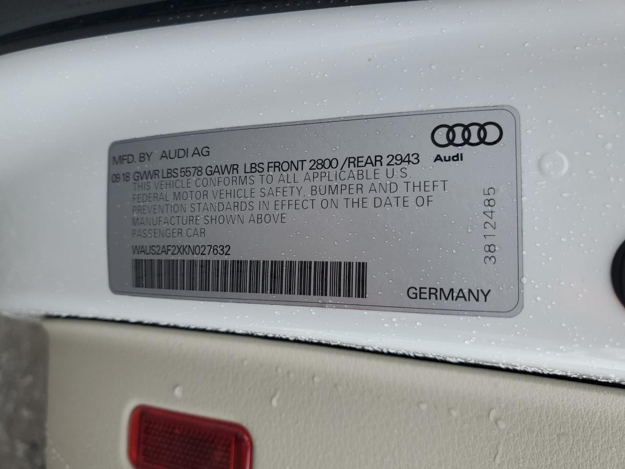 2019 Audi A7 Prestige VIN: WAUS2AF2XKN027632 Lot: 86076765