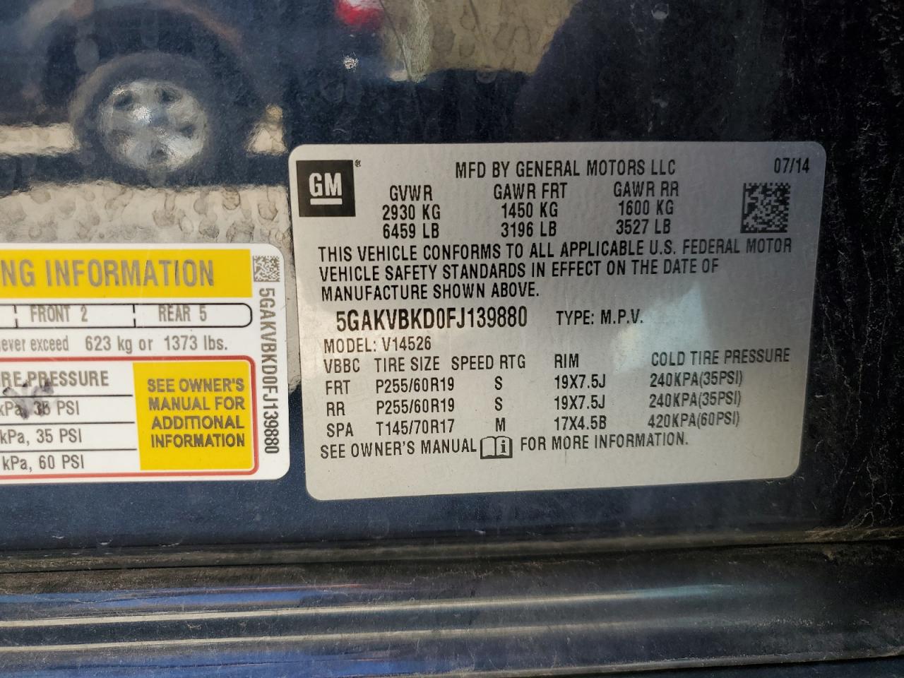 2015 Buick Enclave VIN: 5GAKVBKD0FJ139880 Lot: 90521155