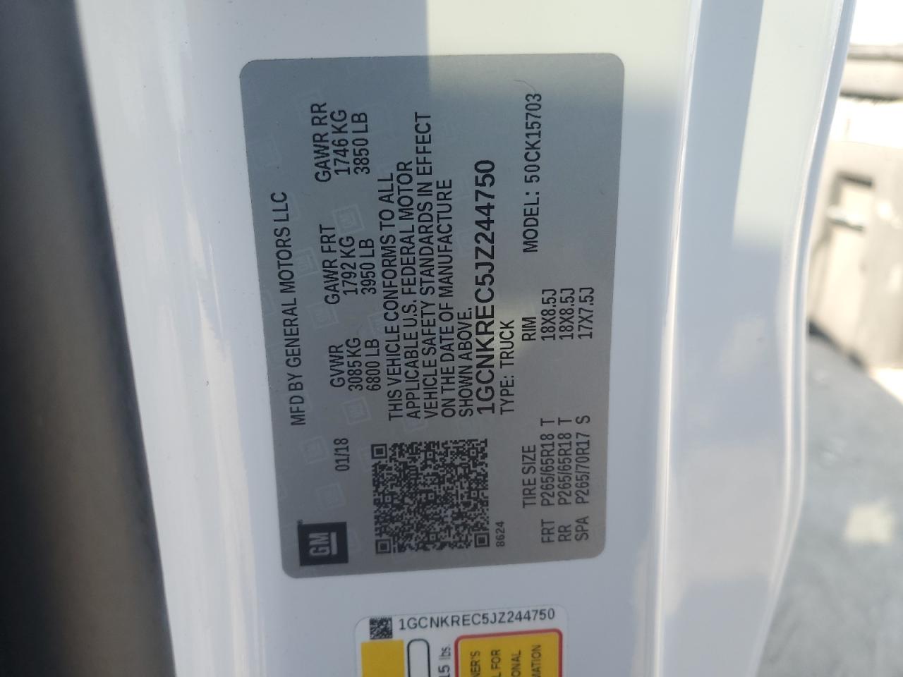 2018 Chevrolet Silverado K1500 Lt VIN: 1GCNKREC5JZ244750 Lot: 81067665