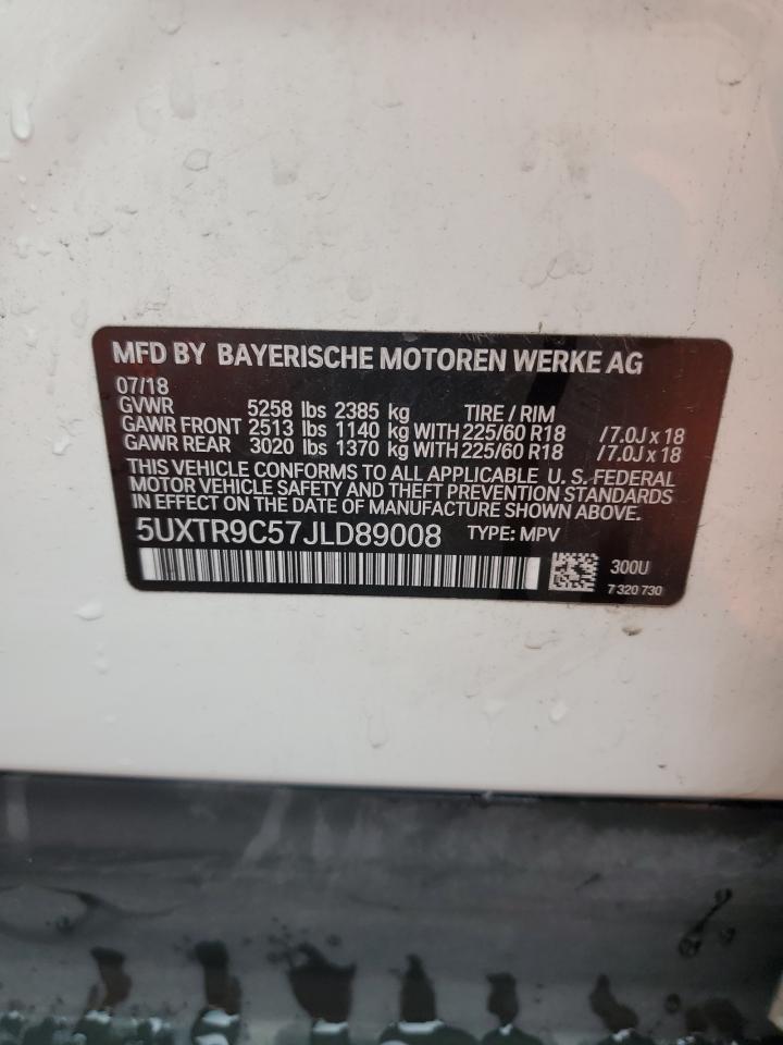 2018 BMW X3 xDrive30I VIN: 5UXTR9C57JLD89008 Lot: 85521455