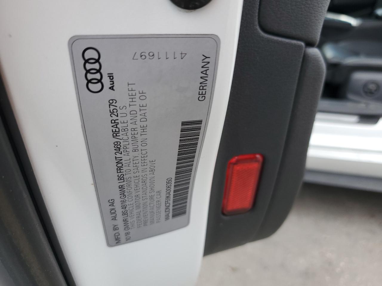 2019 Audi A5 Premium S Line VIN: WAUDNCF59KA006350 Lot: 85759995